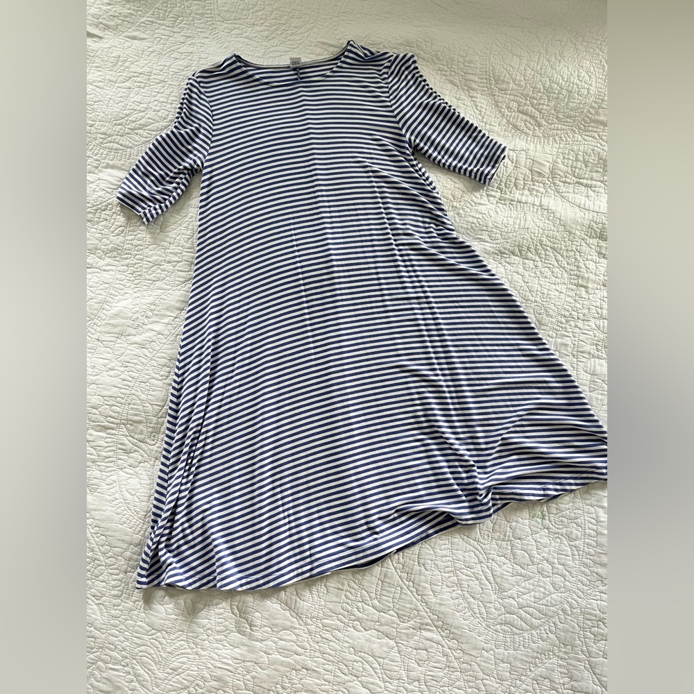 Old Navy Striped Blue and White Swing Dress